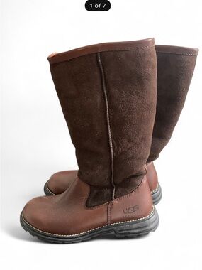 UGG Chocolate Brown Leather & Suede Tall Casual Boots